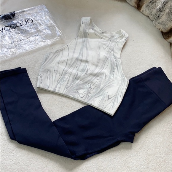 avocado Pants - marble earth choker crop/bra with mid fire legging